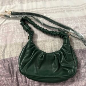 Urban Expressions The Oliveta Green Ruched Baguette Shoulder Bag Purse